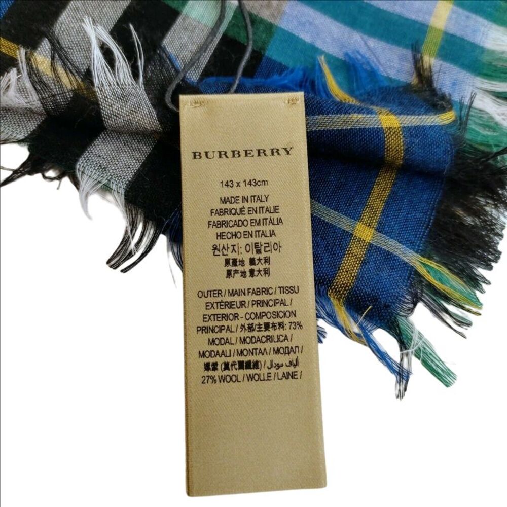 Burberry Canyan Blue Castleford Check Light Weight Large Scarf Shawl - Picture 4 of 4